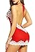 Avidlove Women Sexy Lingerie Halter Backless Lace Trim Babydoll G-String 2 Piece Set Sleepwear Red Large