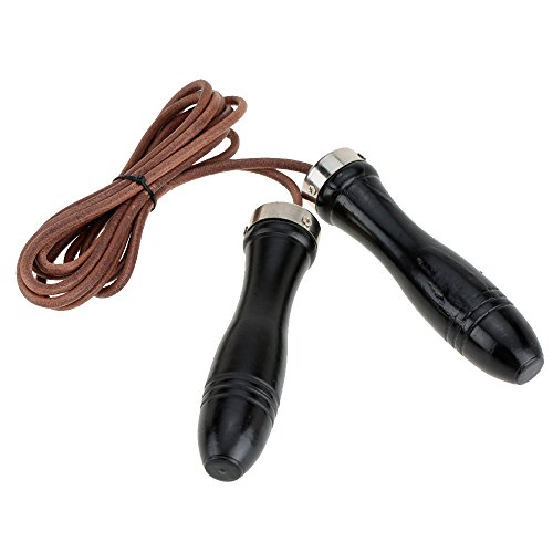 2.8m Wood Handle and Leather Rope Fitness Speed Aerobic Exercise Skipping Jump Rope