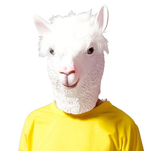 CreepyParty Novelty Halloween Costume Party Latex Animal Head Sounding Mask Alpaca (Silent)
