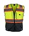 Kolossus High Visibility Mens Safety Vest APPAREL With Front Pockets, Silver Orange Reflective Tape, Bottom Class 2 ANSI/ISEA Black, Large