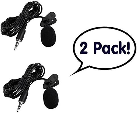 Lapel Microphone (Lavalier) Clip-on (2 Pack) Omnidirectional Condenser Mic for Apple iPhone, iPad, iPod Touch, Samsung Android and Windows Smartphones Film Interviews Voval Video Recording (Black)