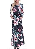 Women's Fashion Spring Floral Print Dress 3/4 Sleeve long Casual Maxi Dresses Zero Jorla