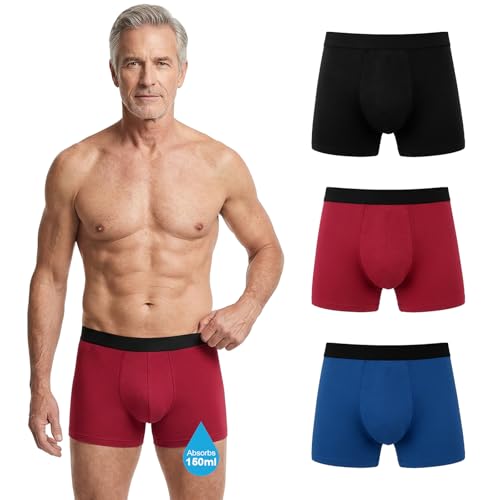 Hellomamma Washable Incontinence Pants for Men: Protective Underwear Trunks with Strong Absorbency for Male – Leak Proof Boxers Shorts for Daily Bladder Leakage L