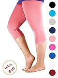 Premium Soft Light Comfy Fit Bamboo Capri Pants Cropped Under Dress Leggings for Women Regular and Plus Size Pink 7XL (US 4XL Plus)