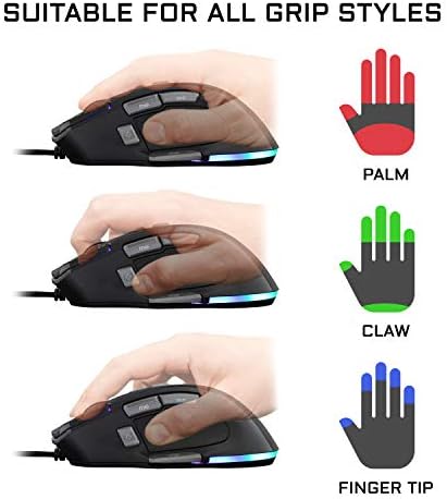 Kult NITROGEN Atom Mouse Gaming con Cable de Alto Rendimiento –Sensor Óptico 4800 dpi, RGB, 9 Botones Programables, Ultraligero, Ideal para MOBA/FPS – Compatible con PC/PS5/Xbox One – Negro