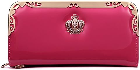 BestWare Long Wallet PU Leather Purse Crown Wallets For Women Hot Pink