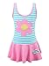 Chrysea Girls Stripe Swimwear One-piece Swimsuit with Flowers Applique (10-11 Years, Pink)