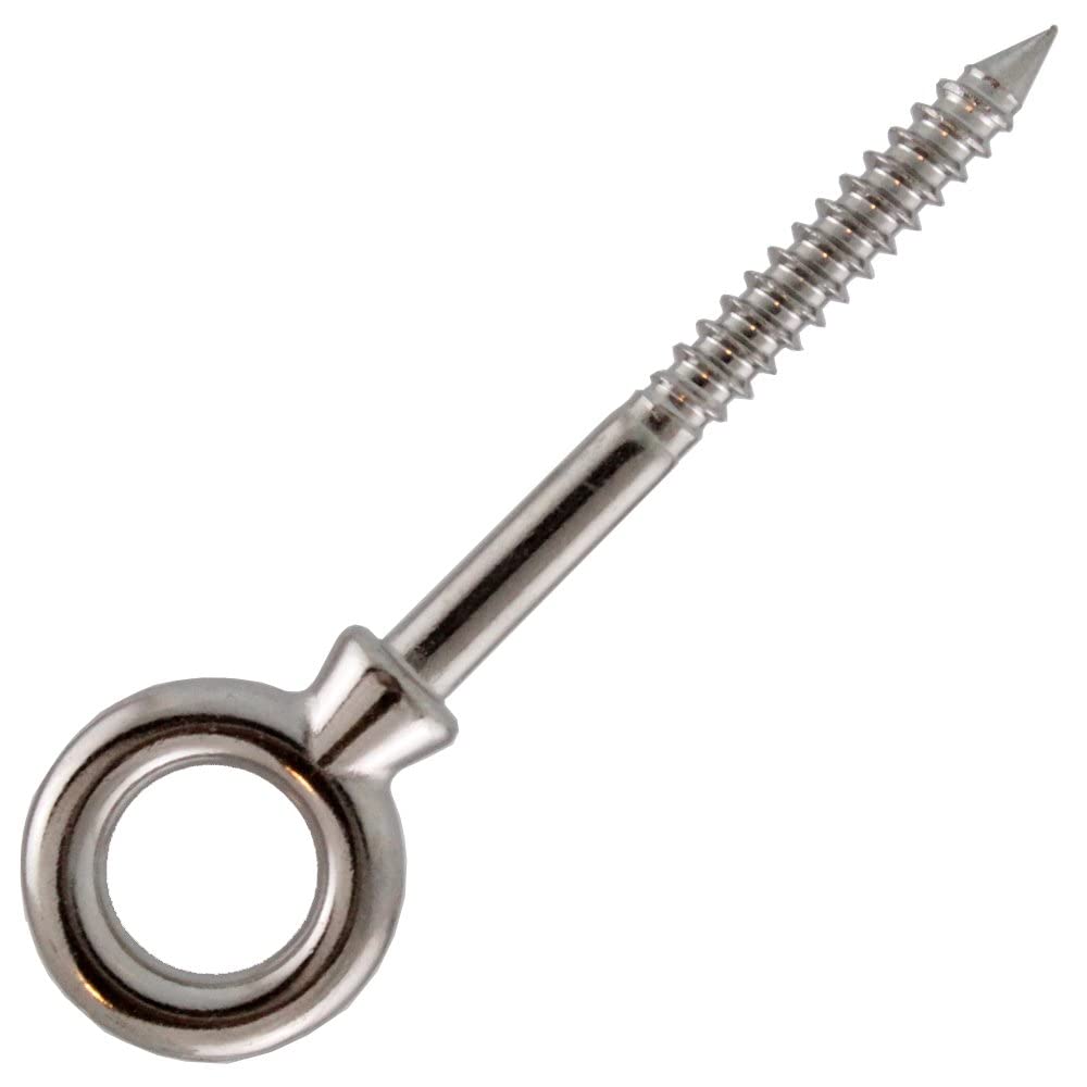 Pack of 2 Eye Bolts with Wood Thread 10 x 100 Stainless Steel A4