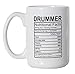 Artisan Owl Fuel Your Groove with This Drummer Nutritional Facts Mug – 15oz of Bold Style for Musicians and Music Lovers