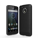 Moto E4 Case,Moto E 4th Generation, Mustaner Carbon Fiber Shock-Absorption Flexible TPU Rubber Soft Silicone Full-body Protective Cell Phone Cover for Moto E4 USA Version /XT1768(Black)