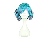 COSPLAZA Cosplay Wig Greenish-Blue Multi-Color Wavy Japanese Harajuku Lolita Anime Show Party Hair