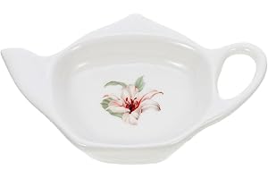 ABOOFAN Ceramic Tea Bag Holder Teapot Shaped Tea Bag Coaster Small Tray for Used Bags Kitchen Counter Accessory 4.72X2.99X0.86 Inch