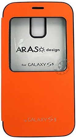 ARASO Style Bumper Flip Case for Samsung Galaxy S5 Anti-Shock Magnet Lock Bumper Cover (Orange)