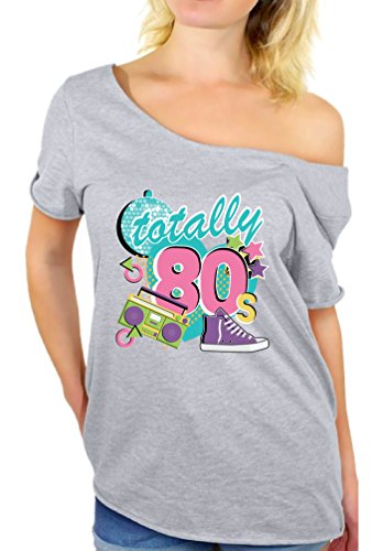 Awkward Styles 80s Off The Shoulder Tshirt 80s Shirts 80s Accessories for Women Grey L/XL