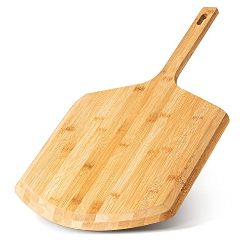 Pizza Peel, Premium Bamboo Pizza Spatula Paddle Cutting Board Handle (Baking Pizza, Bread, Cutting Fruit, Vegetables, Cheese)