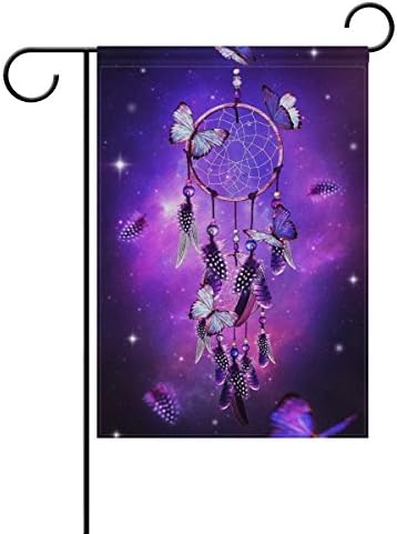 KGEDLA Home Garden Flags Printed Dream Catcher With Butterflies Indoor Outdoor 12x18 inch