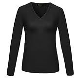 BMS Women's Wool Cashmere Blend V-Neck Pullovers Long Sleeve Knitted Sweaters