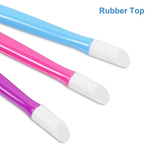 10pcs Rubber Nail Cuticle Pusher Tipped Plastic Handle Nail Art Tool Nail Acrylic Cuticle Pusher Cleaner (Random Color)
