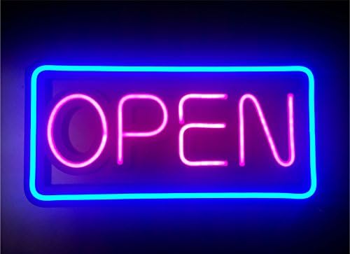 MaxLit- Rectangular LED Tube Neon Open Sign -Large Size -24'' X 12'' (Blue)