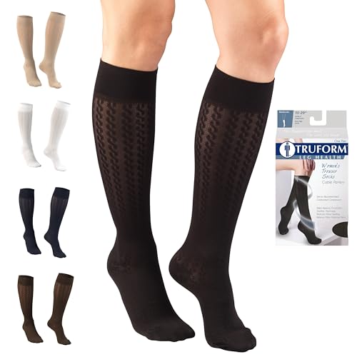 Truform Compression Socks, 15-20 mmHg, Women's Dress Socks, Knee High Over Calf…