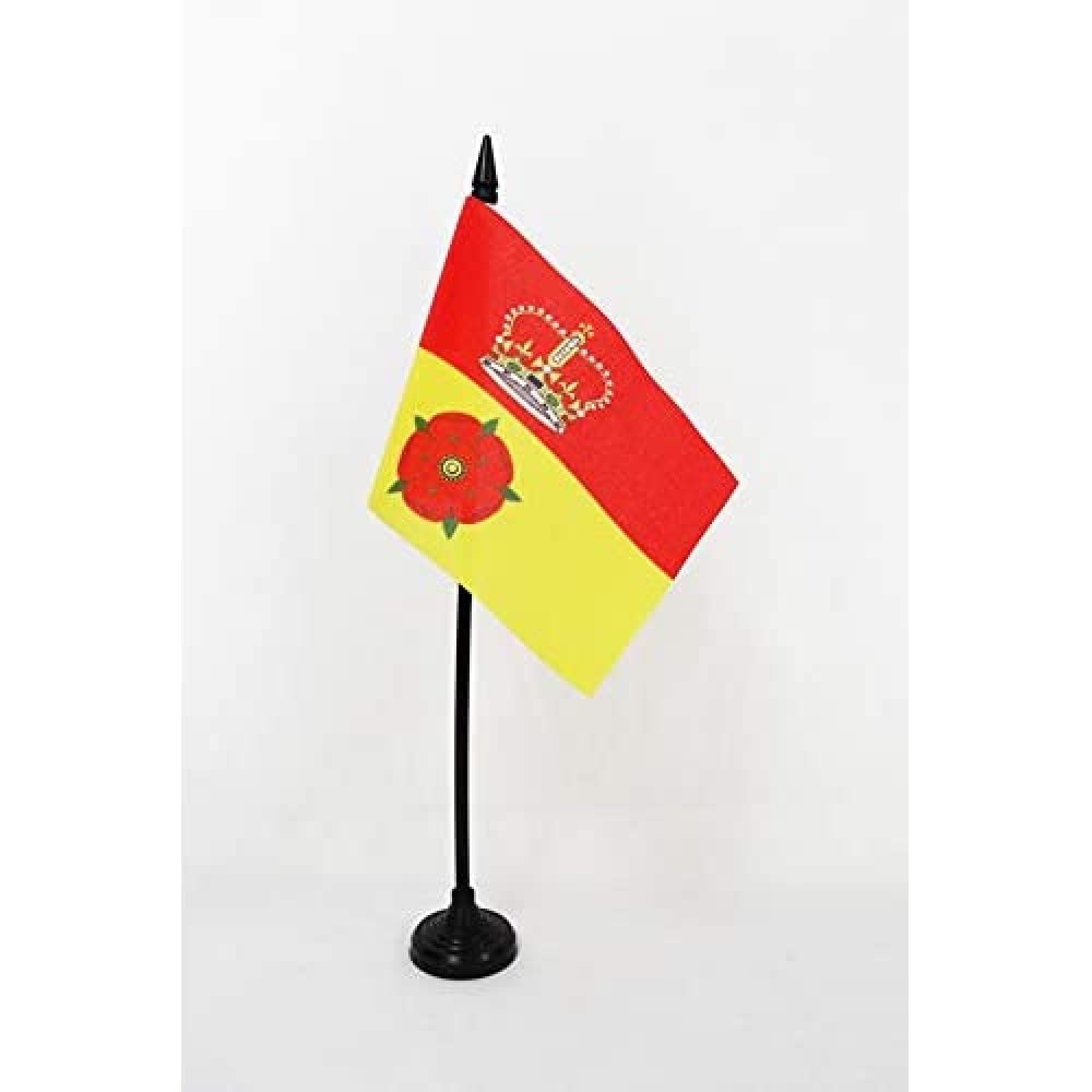AZ FLAG - Hampshire county Table Flag 4'' x 6'' - Hampshire county Office Mini Banner 100% Polyester 15 x 10 cm - Mini Desk Flag with 10'' Pole and Black Plastic Base