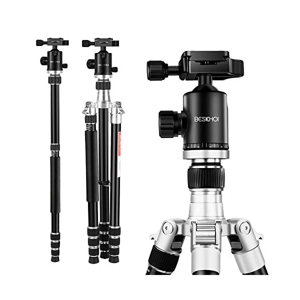 Beschoi M284 160cm Kamerastativ aus Alu leichtes Stativ Fotostativ mit Einbeinstativ Kompatibel mit Canon/Nikon/Olympus…