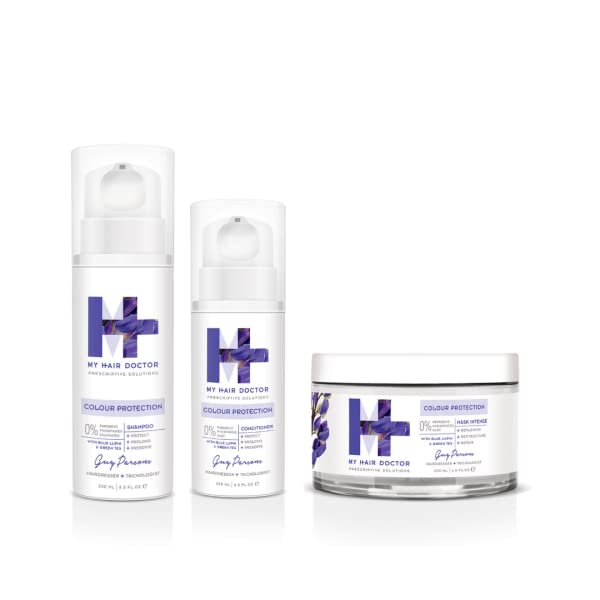 MHD Nourishing & Preserving Haircare Trio for Colour Treated Hair - Vibrancy Shampoo (250ml), Preserving Conditioner (200ml) & Repair Deep Conditioning Hair Mask - 3 Piece Set