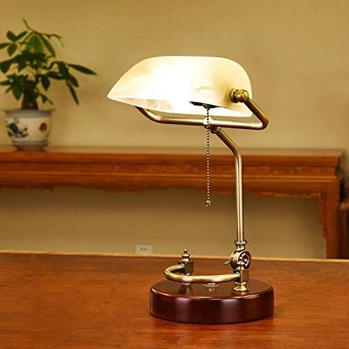 DENGJU American style simple style design, administrative banker's lamp, glass shadow antique brass LED (Color : White)