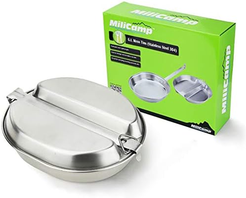 Amazon Co Jp Milicamp Unisex Us Military Meskit G I Style Long Handle Lunch Box 2 In 1 Stainless Steel Military Dinnerware Outdoor Collection For Outdoor Hiking Sports