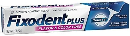 2 pack of F Fixodent Plus Flavour &amp; Color Free TrueFeel Denture Adhesive Cream 2.0 oz.