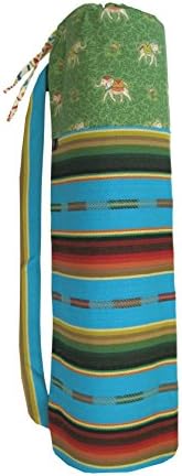 Yoga Mat Bag - Tribal-Elephant - 9.5 x 28 - Inside Pocket Woven Cotton Twill - Shoulder Strap - green red blue stripe southwest mexico boho turquoise