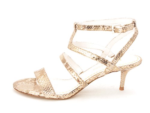 Enzo Angiolini Womens MERCHA Open Toe Ankle Strap D-Orsay Pumps, Gold, Size 6.0