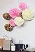 Tissue Paper Pom Poms Neutral Pink Gold Decorations - 9 Pcs 14