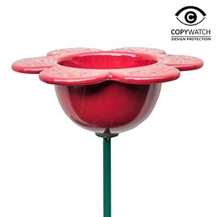 Ceramic Petal Bird Feeder Durable Colourful All Weather Red Bird