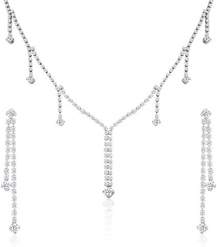 Rhodium Plated Necklace Set with Crystal Stone for Women NL2101199R