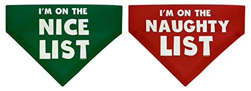 Dog Christmas Decorations I'm on the Nice and Naughty List Bundle Christmas Decorations for Dogs Small Dog Bandanas 2-Pack Scarves for Dogs Bibs