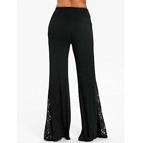 Todaies Womens Wide Leg Lounge Pants,Comfy Stretch Floral Print Drawstring Palazzo Pants (Black 9, L) - Thumbnail 3