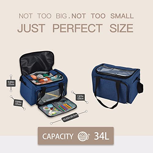 Crochet Project Bag LOOEN Yarn Knitting Storage Tote-Large Capacity ...