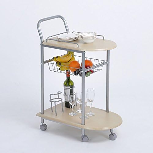 Luoji Bar Cart 3 Tier Rolling Cart on Wheels Utility Kitchen Carts,Beech