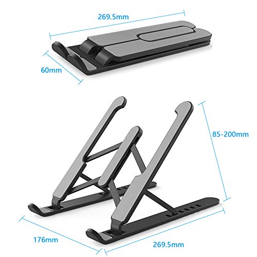 cshare Laptop Ständer, 6 Stufen der Höhenverstellung Notebook Ständer,Tragbarer Multi-Winkel Einstellbar Faltbar Rutschfester Halterung für MacBook Air/Pro,Lenovo,Tablets,HP,Kindle von 7-17 Zoll,ABS