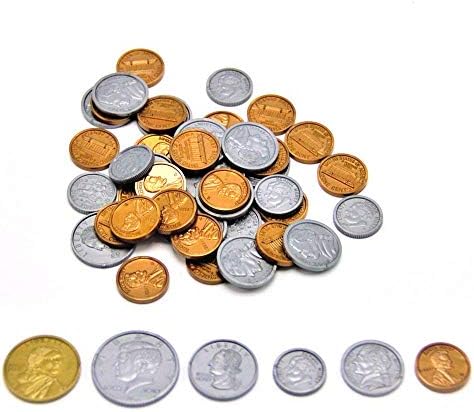 Kids, Realistic Fake Plastic Coins Set 