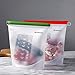 Reusable Silicone Food Storage Bags -2xLarge 1500ml, 4xMedium 1000ml, free freezer Bags,with 2 bonus gift, Leakproof, Dishwasher Safe, Microwave Freezer, Maintain Freshness and Food Quality