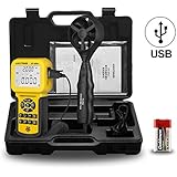 AOPUTTRIVER Digital Pro Anemometer Handheld AP-856A USB Anemometer HVAC Wind Speed Meter with Backlight Max/Min/Avg Functions for Measuring Wind Speed Air Velocity Temperature Air Flow Meter