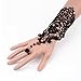 Fashewelry Gothic Victorian Lace Bracelet Rose Vampire Vintage Handmade Wedding Bridal Bracelet Ring Set for Festival Holiday Party Dress Up (Black)