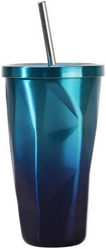 Flywill Insulated Coffee Cups, 18/8 Stainless Steel Double Walled Travel Mugs with Splash-Proof Lids and Straw Food Grade Smoothie Cups Vacuum Insulation Tumbler for Ice Cold or Hot Drinks,500ml/18oz