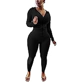 Nimsruc Two Piece Outfits For Women Long Sleeve Bodycon Tracksuit Casual Sweatsuits Jogger Sets