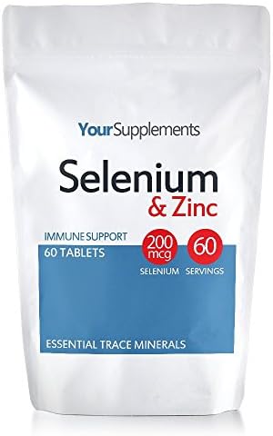 Your Supplements – Selenium 200mcg & Zinc 15mg – Hair, Skin and Nails Support – Immune Health – 60 Tablets