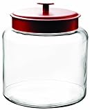 Anchor Hocking Montana Glass Jar with Fresh Sealed Lid, Red Metal, 1.5 Gallon
