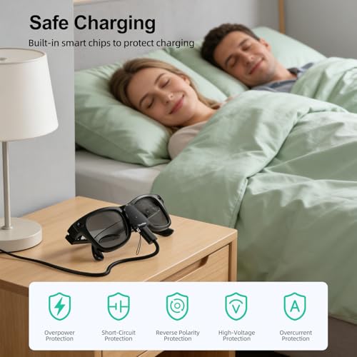 Charging Adapter for Meta Gen 1 & 2 Smart Glasses, USB-C Portable Charging Connector for Wayfarer, Headliner, Skyler & Oakley Meta HSTN, with LED Indicator [Black - 2 Pack]