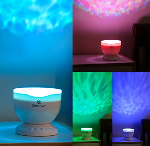 Deneve Ocean Wave Night Light Projector, Projection LED Night Light Lamp with Speaker, Relaxing Light Show for Baby Kids and Adults, Mood Light for Baby Nursery Bedroom Living Room